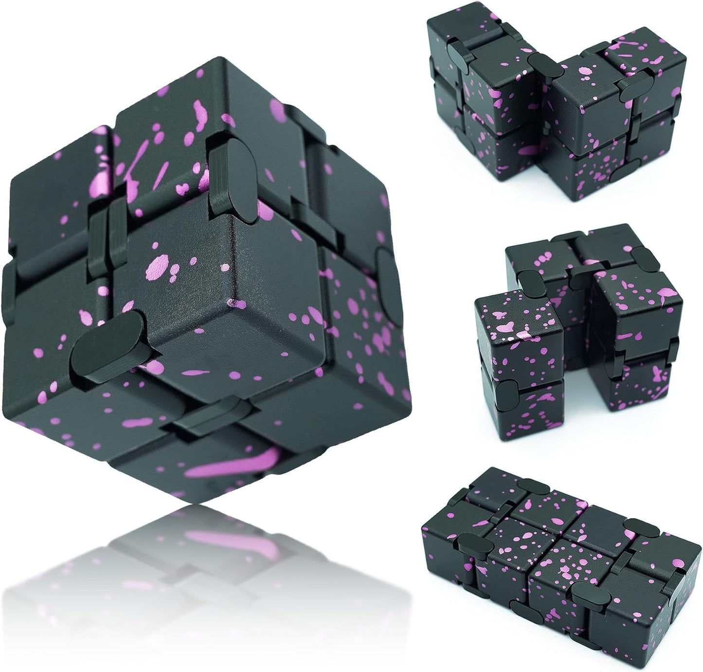 Infinity Cube, Metal Fidget Toy Infinity Cubes, ADHD Fidgets Toys for Adults, Fidgets Sensory Toys for Kids, Adults Fidget Toys for Mother Father (Black Pink)