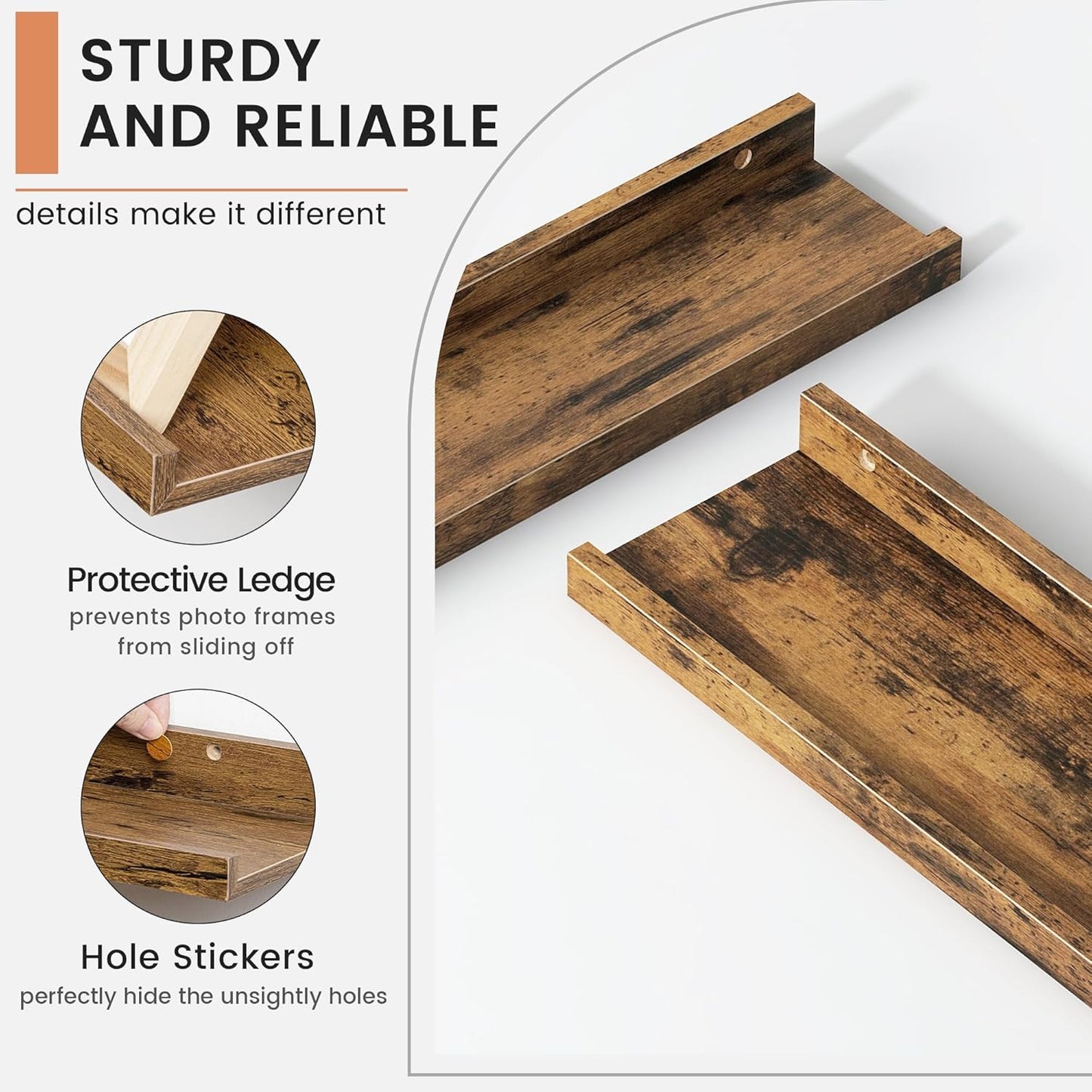 Floating Picture Ledge Shelves for Wall Set of 4, 24 Inch Wall Shelves with Lip Long Large Nursery Book Shelf for Toys Storage Kids Bookshelf Wall Mounted Living Room Bedroom Decor Frames