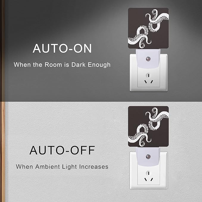 Octopus Night Light Plug-in LED Nightlights Auto Sensor Night Lamp Dusk-to-Dawn Lamp Home Decor for Nursery Children Girls Boys