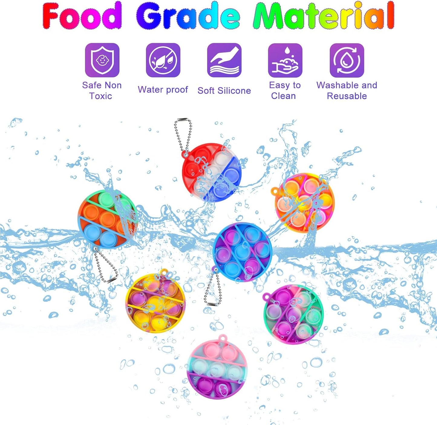 Pop Fidget Toys Bulk Its Party Favors for Kids 4-8 8-12 30 Pack Mini Pop Keychain It Fidgets for Kids Toys Classroom Prizes Easter Basket Stuffers for Toddler Sensory Toys Birthday Goodie Bag Stuffers