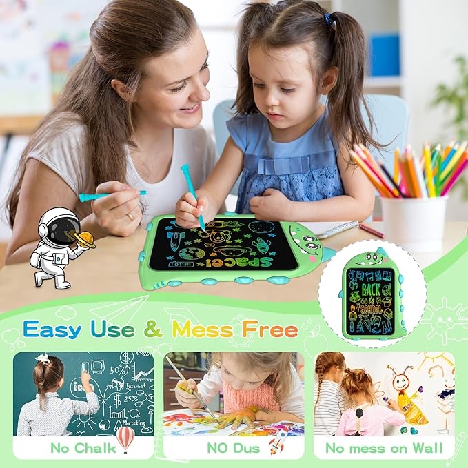 10 Inch LCD Writing Tablet for Kids, Brithday Gifts for Kids, Electronic Drawing Pad Toys, Dinosaur Drawing Pad for Toddlers Ages 2 3 4 5 6 7 Travel Learning Board (Green)