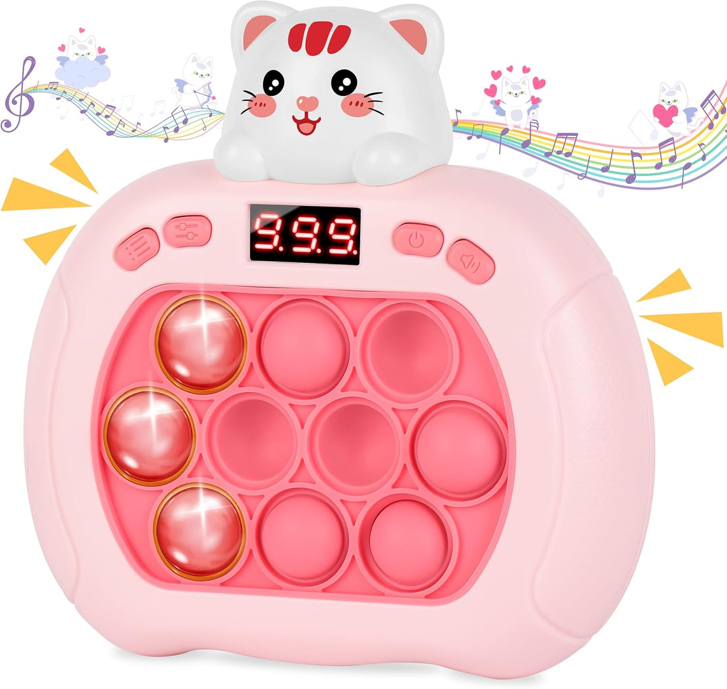 Upgraded Fast Quick Game Pop Bubble Up Toys for Kids, Funny Toys with LED Screen for Kids 3-12 for Girls and Boys Bubble Stress,Handheld Puzzle Game Sensory Toys (Batteries Included) (Kitten)