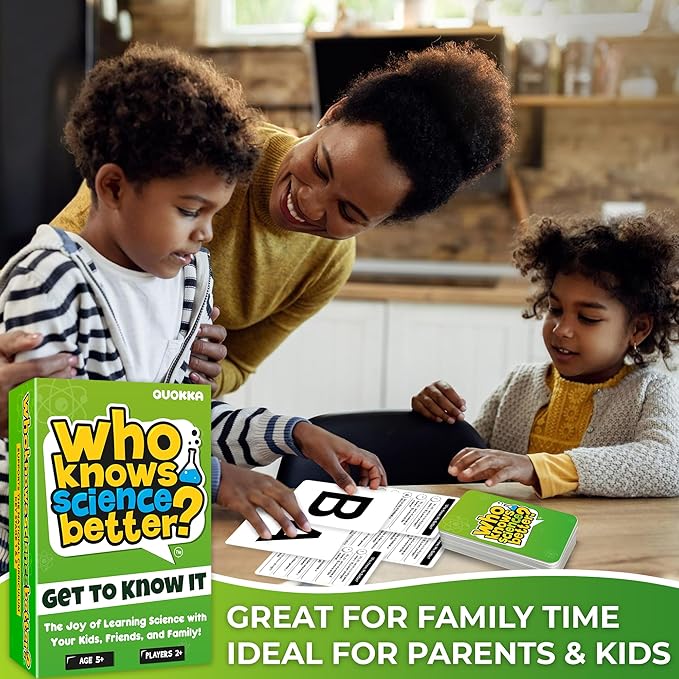 QUOKKA Who Knows Better? - Science - Family Card Trivia Game | Fun Learning & Educational Questions for Families | Suitable for Boys & Girls