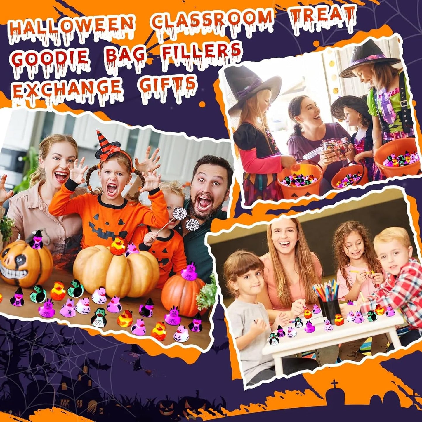 Halloween Rubber Duckies in Bulk Glow in The Dark Rubber Ducks Light up Halloween Mini Duckies Bath Toys for Halloween Party Favor Decor Pool Bathtub Baby Shower Toy Gifts for Kids (24)