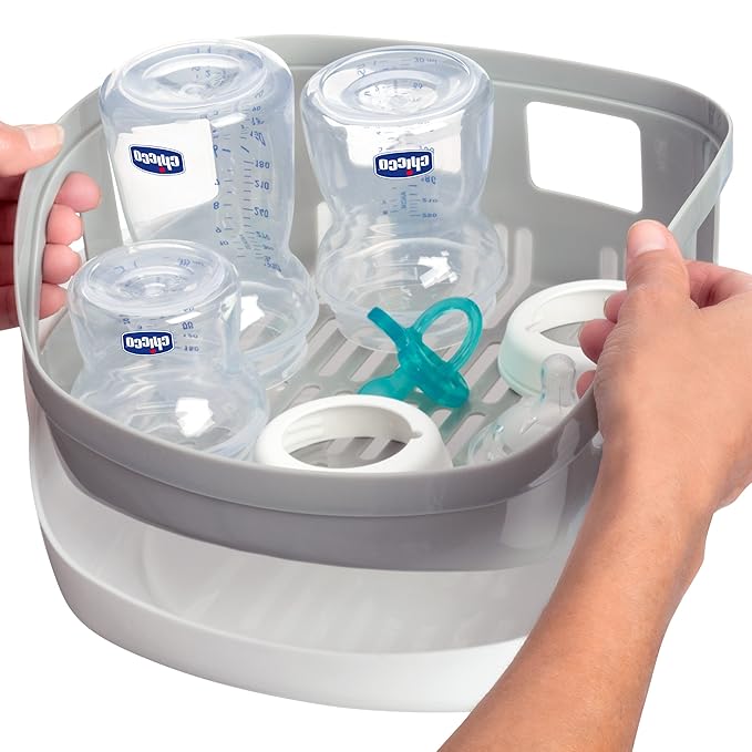 Microwave Steam Sterilizer - Removes 99.9% of Dirt Quickly and Naturally with The Power of steam, White/Grey