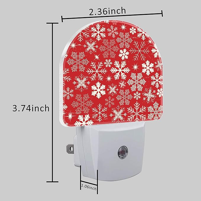 Christmas Snowflakes Night Light Plug into Wall with Dusk to Dawn Sensor Cute Nightlight for Kid Girls Boys Women Men Room Decor, Hallway, Kitchen, Bathroom, Nursery, Stairs