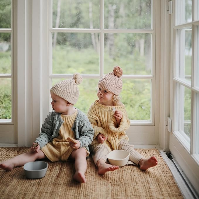 mushie Square Dinnerware Bowls for Kids | Made in Denmark, Set of 2 (Sage)