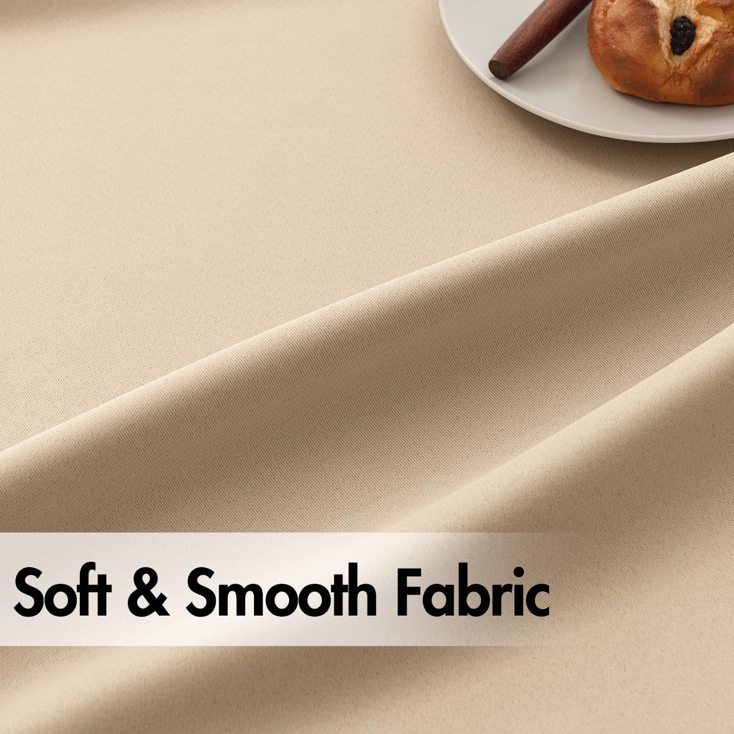 ANRODUO Back Tab Blackout Curtains for Bedroom Living Room, Rod Pocket Pinch Pleated Thermal Insulated Room Darkening Curtains 96 Inches Long 2 Panels, Beige, 42 x 96 Inch