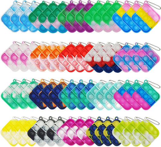 60 Pcs Mini Pop Bubble Fidget Toys, Silicone Keychain Small Pop Bulk for Party Favors, Classroom Prizes, Easter Basket Goodie Bag Stuffer Christmas Birthday Valentine for Kids Student