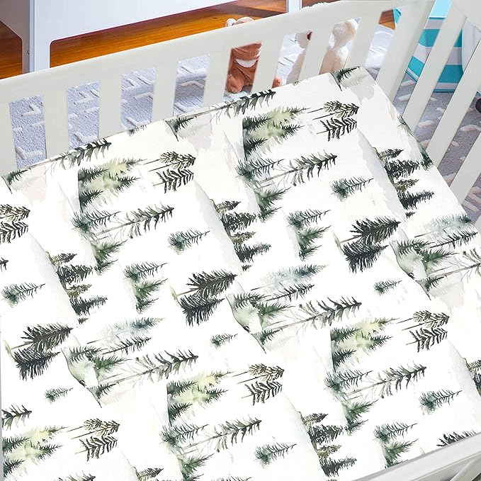 AMROSE 3 Pack Soft Floral Crib Sheets for Baby Girls, 28'' X 52'' Fitted Crib Sheets for Crib and Toddler Mattress Pad, Silk Touch Gentle Breathable Microfiber, Teal Blue Green