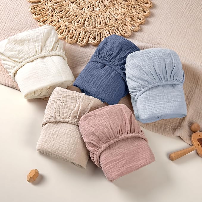 lulumoon Muslin Bassinet Sheets for Baby: Skin-Friendly & Soft Bedside Sleeper Bassinet Fitted Sheets for Boys