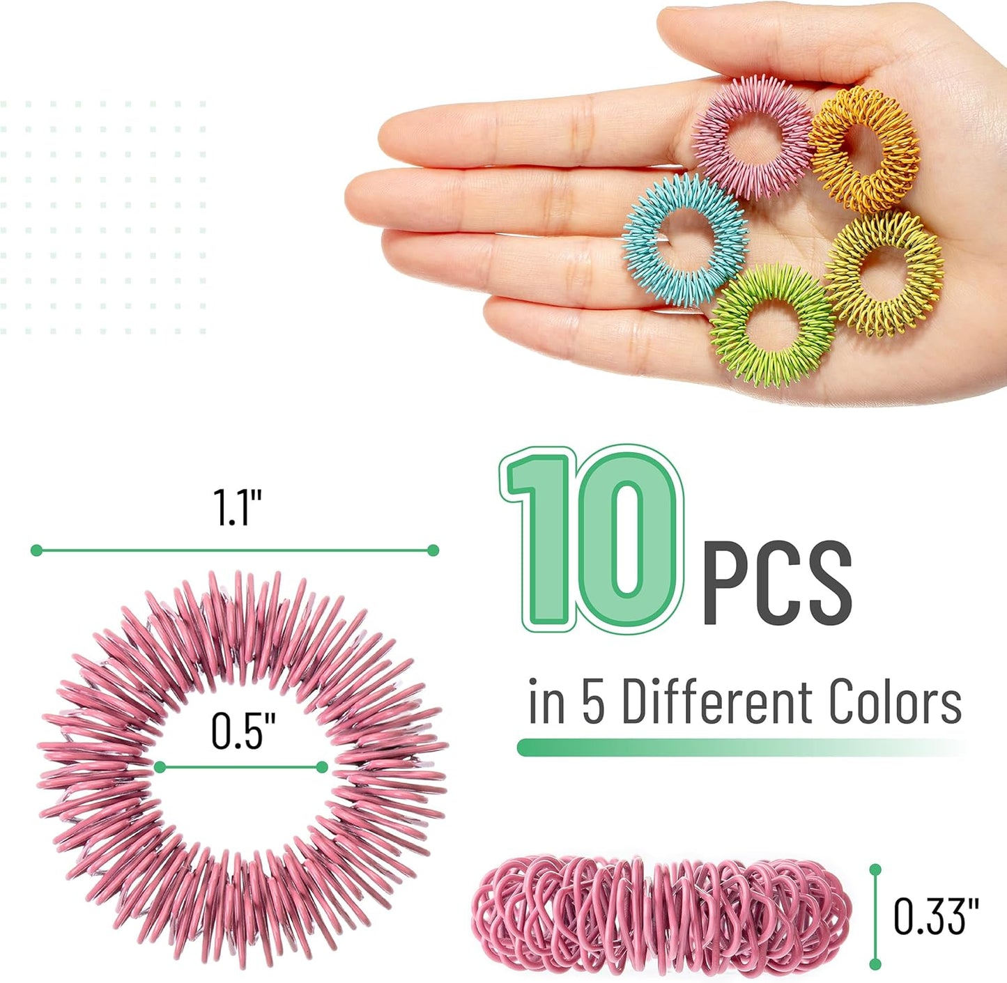 Mr. Pen- Spiky Sensory Rings, 10 Pack, Colorful Stress Relief Fidget Sensory Toys, Fidget Rings, Fidget Ring for Anxiety, Stress Relief Rings, Massager for Fidget ADHD Autism, Sensory Ring