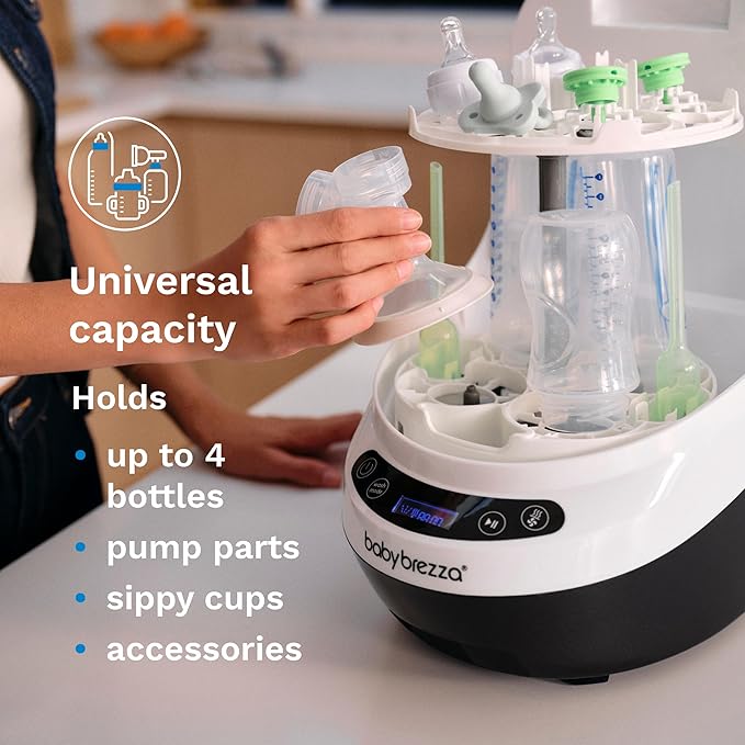 Baby Brezza Bottle Washer Pro - Baby Bottle Washer, Sterilizer + Dryer - All in One Machine Cleans Baby Essentials, Bottles + Pump Parts – Appliance Replaces Bottle Brushes & Drying Racks, Charcoal