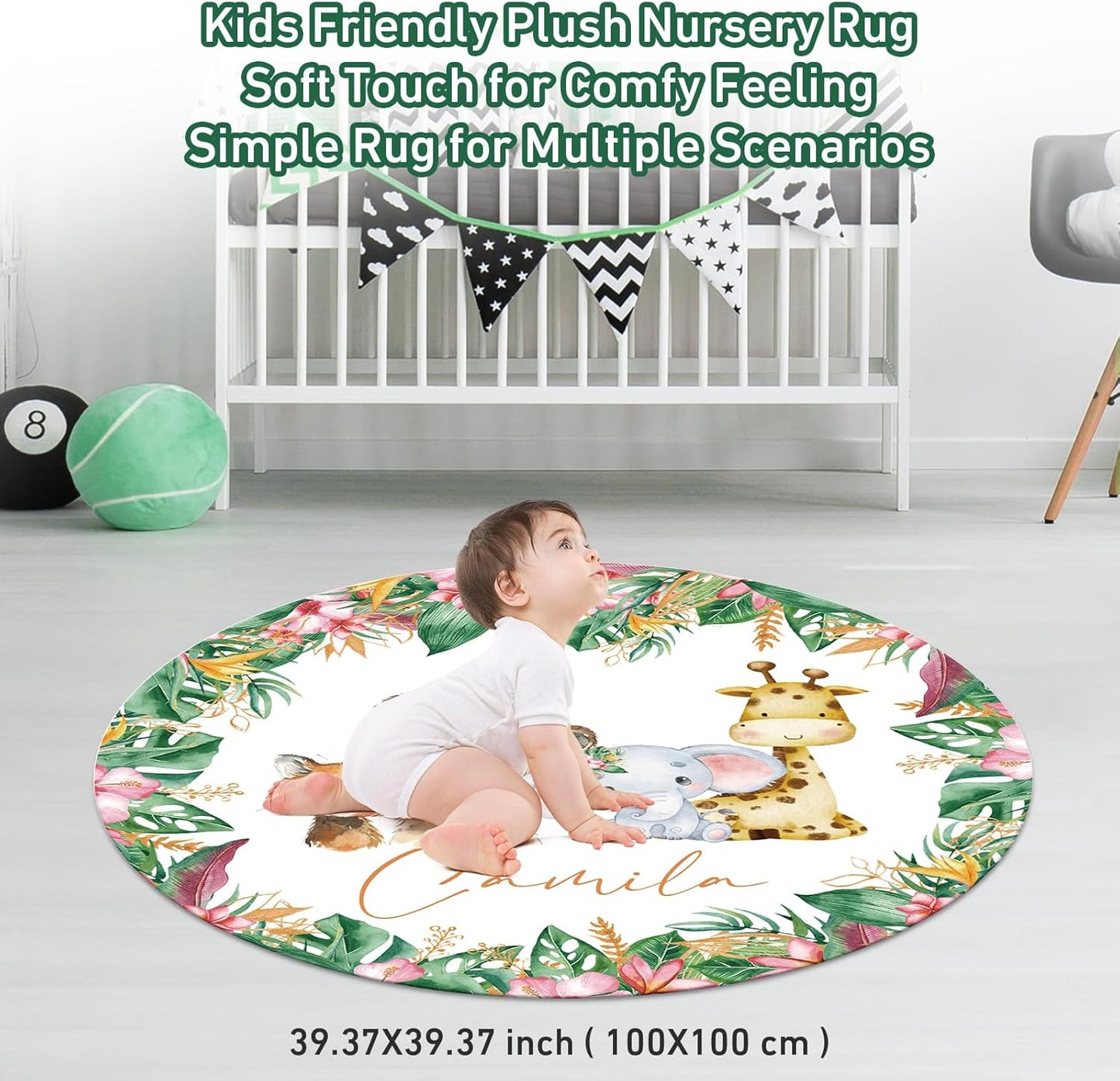 Personalized Baby Crib Bedding Set - Custom Name Lions Design 3 Pcs Set - Soft Blanket with Double Layer Dotted Backing, Fitted Sheet, Room Rug for Newborns Boys Girls Shower Gift