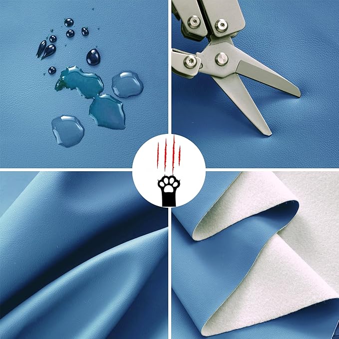 Toddler Booster Seat for Dining Table, 2 Elastic Seat Belts, Anti Scratch PU Skin-Friendly, Waterproof, Anti-Wrinkle, Detachable Non-Slip Bottom - Blue