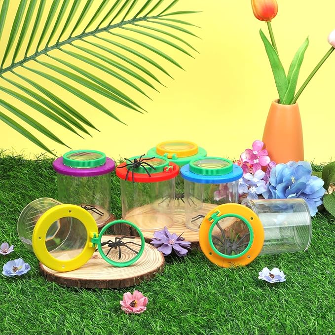 Coopay 24 Pieces Magnifying Insect Box - Bug Viewer, Critter Insect Cage, Container, Bug Catcher Cage, Jar Collecting Kit for Children, Kids Science Nature Exploration Tools