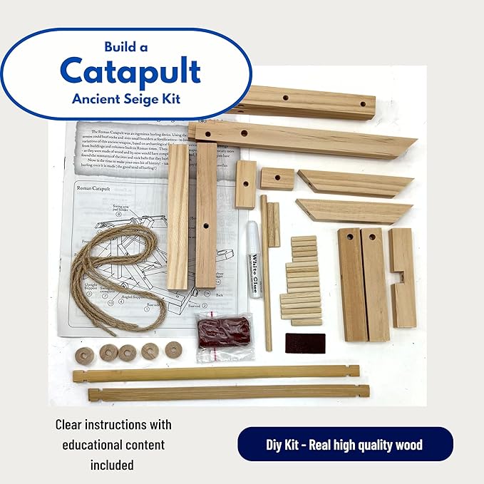 Pathfinders Stem Kits Roman Catapult – Ancient Siege Engine Series | STEM Educational Wooden Kit for Kids & Adults | Build & Launch Model