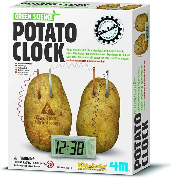 4M Potato Clock DIY Green Science Chemistry Engineering Lab - STEM Toys Educational Gift for Kids & Teens, Girls & Boys, Brown