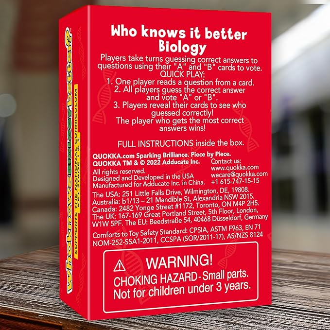 Board Games for Kids 8-12 and Family - Educational Trivia Card Game for Kids Age 8+ - Who Knows Biology Better? - 500+ Questions for Fun Learning and Family Game Night - Science Trivia for Children