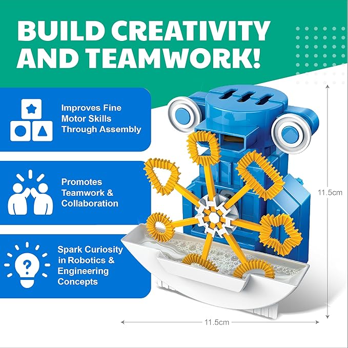 4M KidzRobotix - Bubbles Robot - Build an Automatic Bubble Machine Robot, Inspire STEM Learning, Boost Creativity, and Enjoy Hands-On Fun with This DIY Kit for Kids Aged 8 and Up
