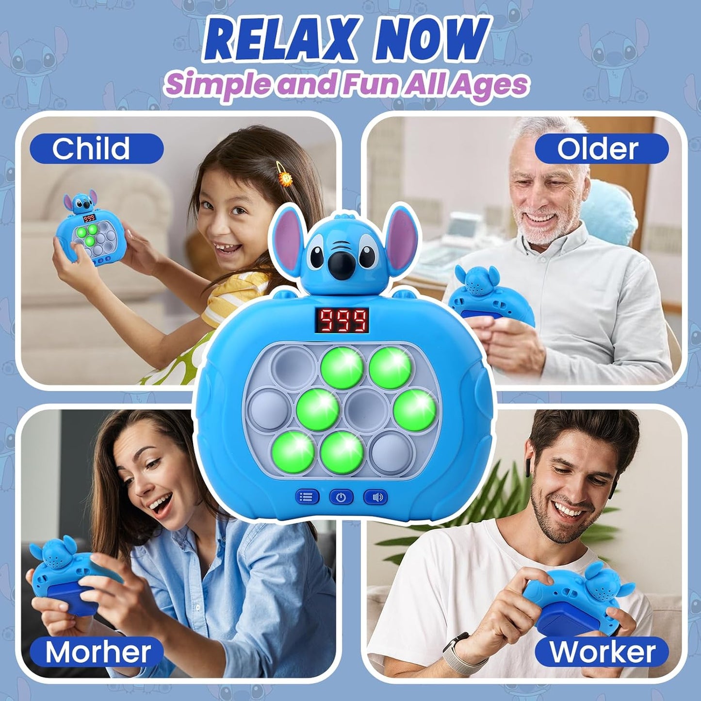 Fast Push Bubble Game Quick Push Pop It Light up Pop Fidget Toys with Led Screen Handheld Educationa Sensory Toys Kids Boys and Girls Teens Best Party Favors