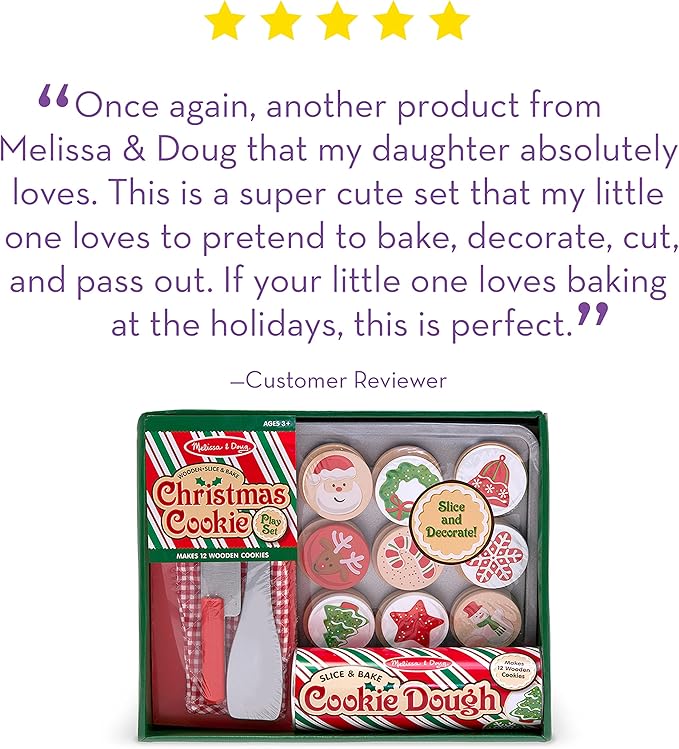 Melissa & Doug Slice and Bake Wooden Christmas Cookie Play Food Set