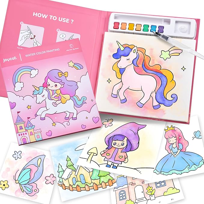JoyCat Paint with Water Coloring Books for Toddlers, Watercolor Painting Sets for Kids Ages 3-5 4-8, Arts and Crafts Drawing Activities Toy Birthday Gift for Boys Girls (Magical Pony)