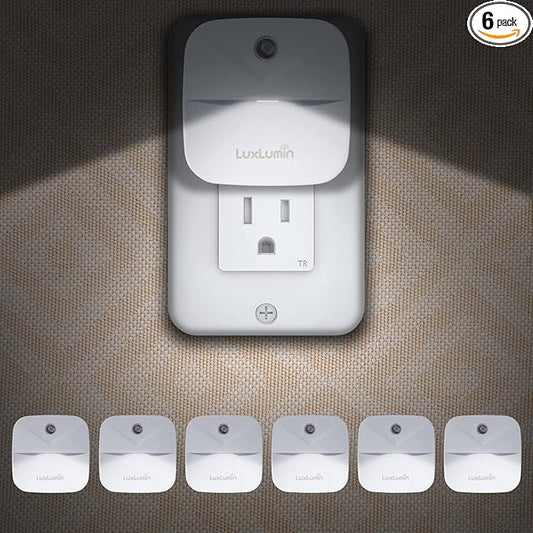 LED Night Lights Plug into Wall with Dusk-to-Dawn Sensor, Automatically Turn on and Off,Night Light for Kids,Bedroom,Bathroom,Stairs, White, 6 Packs
