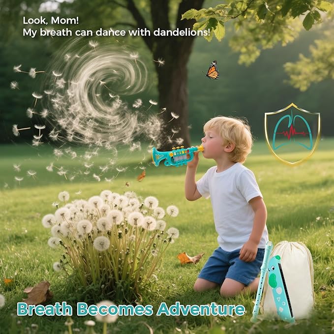 Kids Musical Instruments Toys 3 in 1, Trumpet Harmonica Recorder Set with Storage Bag, Educational Music Toys for Children Ages 3 4 5 6 7, Gifts for Boys Girls