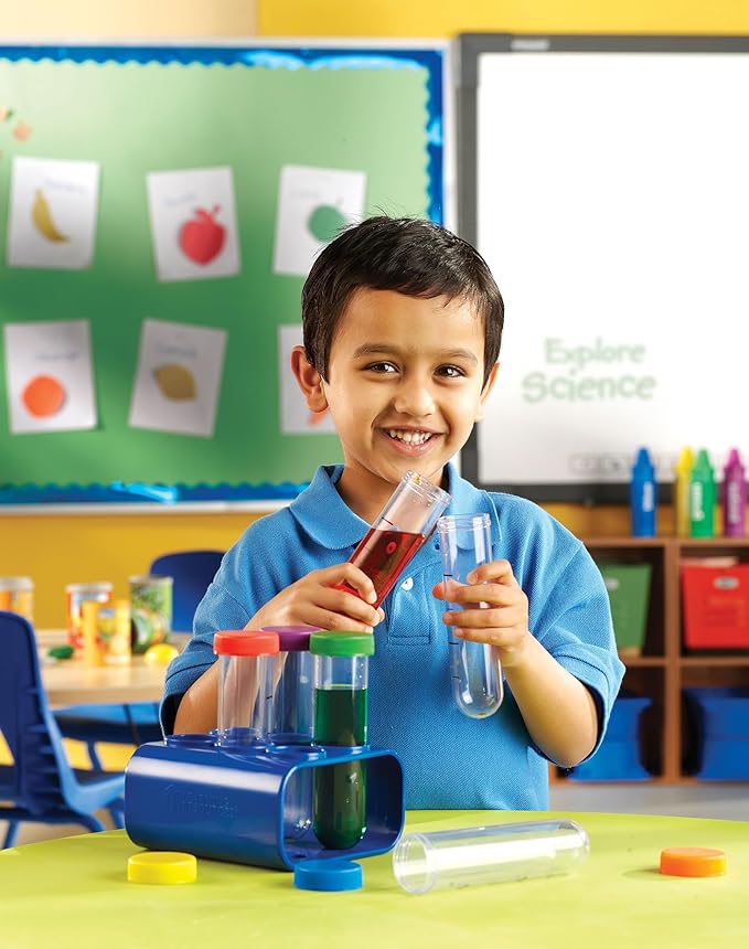Learning Resources Primary Science Jumbo Test Tubes with Stand, Set of 6 Tubes, Ages 3+
