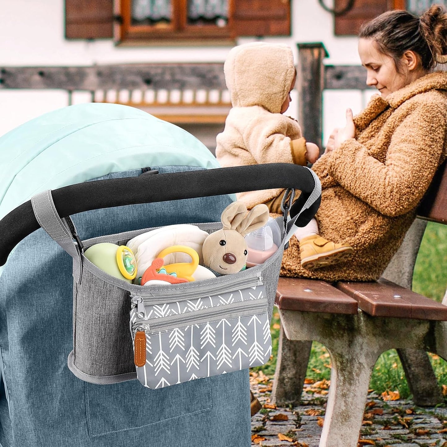 Accmor Universal Stroller Organizer with Detachable Phone Bag, Stroller Bag Caddy Organizer Stroller Accessories for Uppababy, Baby Jogger, Nuna, Doona, Britax Strollers