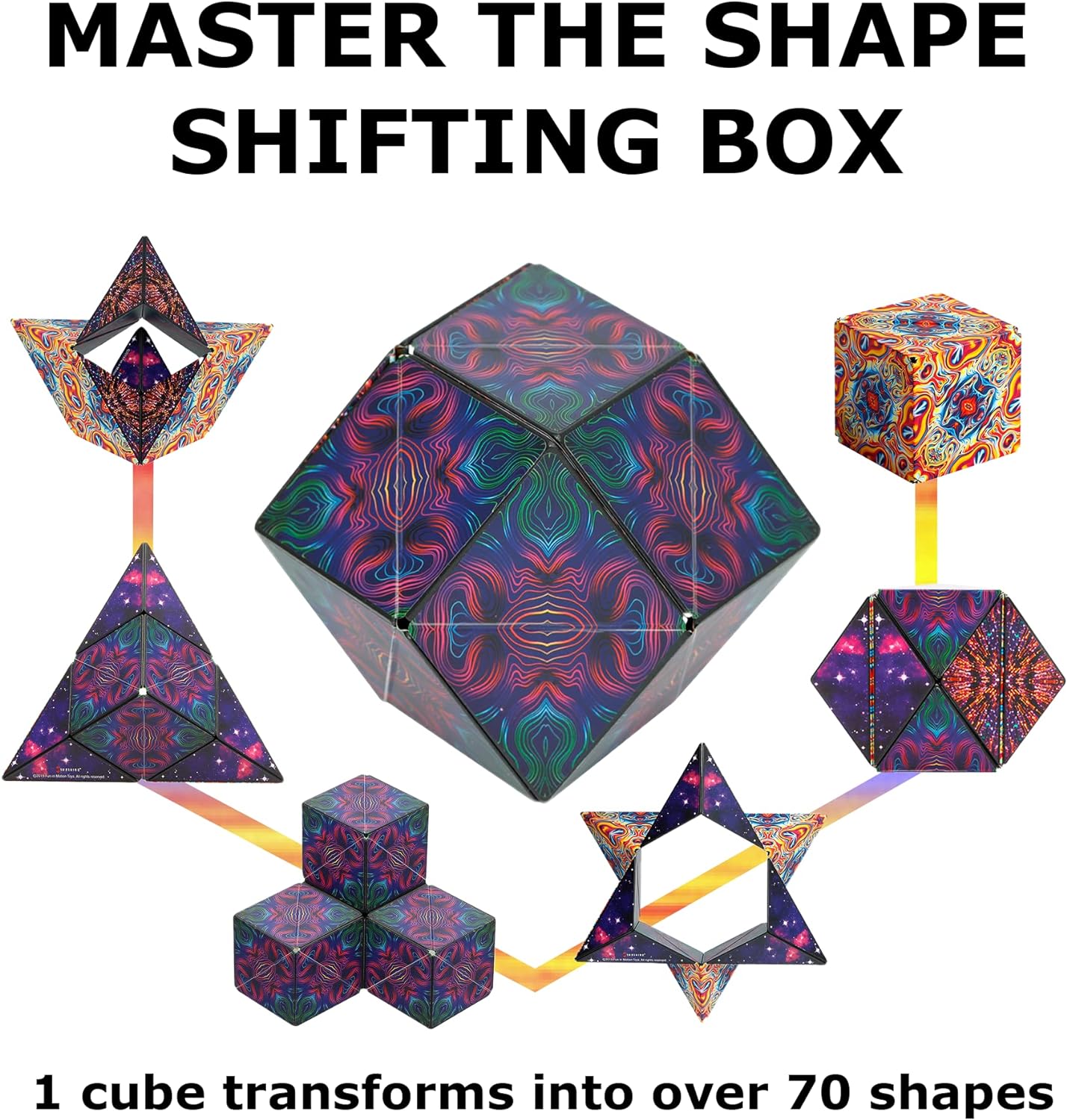 Shashibo Shape Shifting Box - Award-Winning Fidget Toy w/ 36 Rare Earth Magnets - Fidget Cube Transforms Into Over 70 Shapes, Sensory Toy Gift for Kids, Teens, and Adults (Spaced Out)