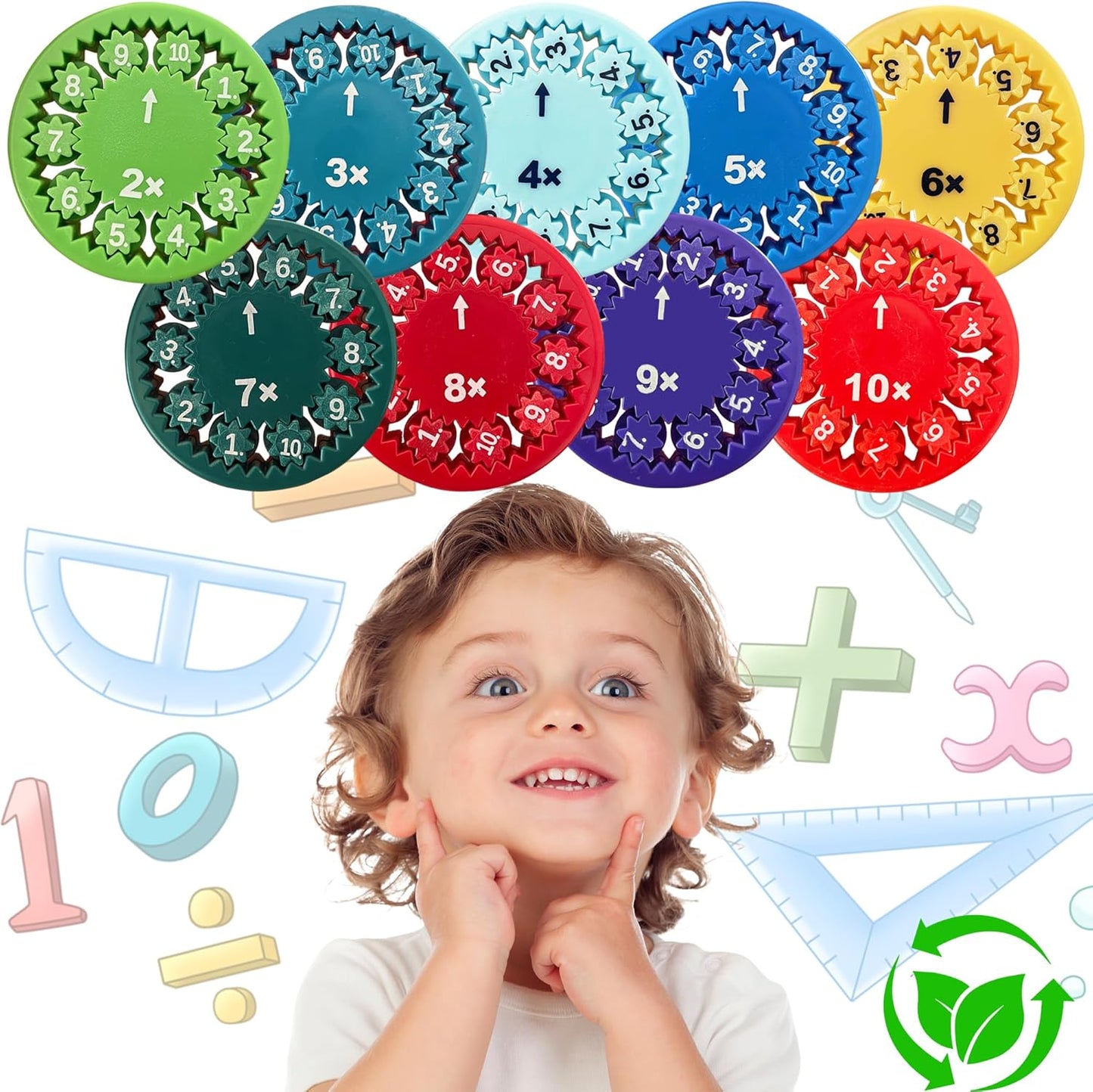 Math Fidget Spinners, Math Fact Fidget Spinners, Fidget Toys for Math Games, Learning & Education and Relieves Stress (Multiple Colors-9)