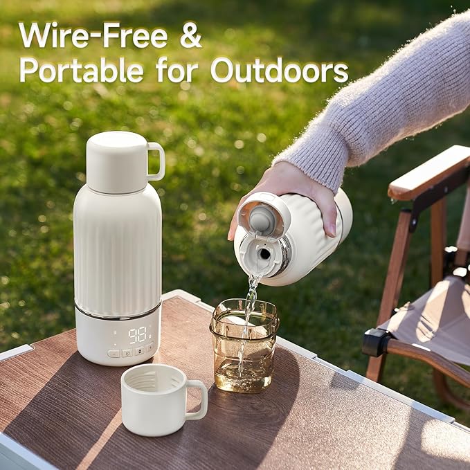 Snow Bear Portable Bottle Warmer for Travel, Fast Heating in 2.5 Mins for Breast Milk and Formula, 10200mAh Battery with LED Display, 17oz Large Capacity, Baby Bottle Warmer with Temperature Control