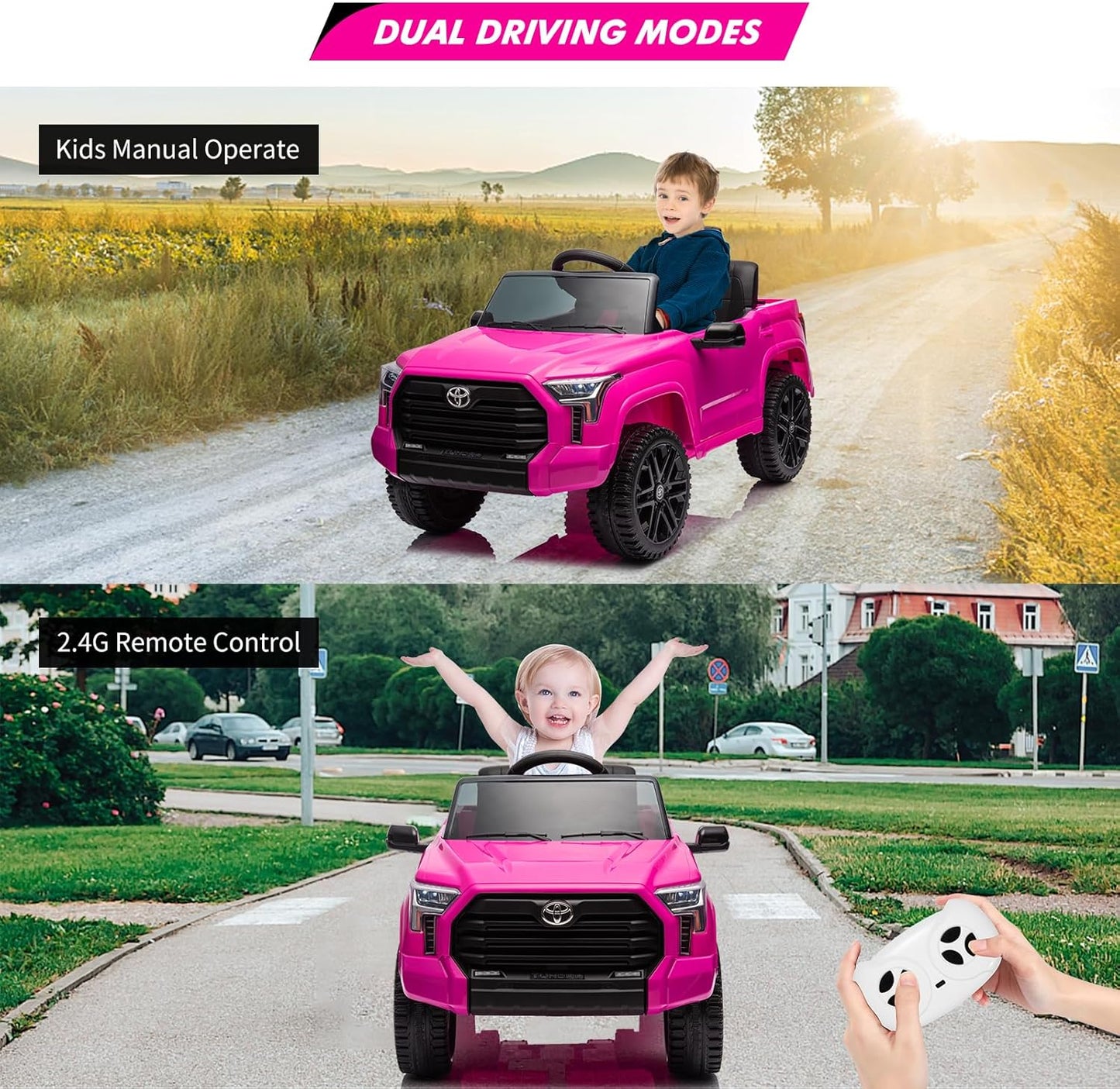 Electric Car for Kids, Licensed Toyota Tundra 12V Electric Truck, Off-Road Kids Car w/Remote, Spring Suspension & 3 Speeds, LED Headlights, Ride-On Toys for Boys/Girls
