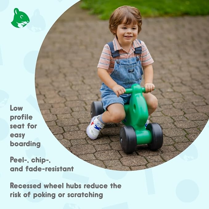 CarePlay Squirrel Ride-On Toy, 2-in-1 Design with Push Handles, Walker & Ride-On Toys for Toddlers, 1-3 Year Old Boys & Girls, Low Seat, Durable Polyethylene Body, 50 lbs Capacity, Green