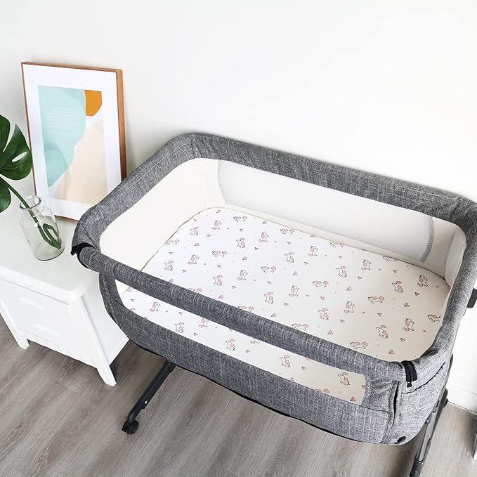 Bassinet Sheets 2 Pack, Stretchy Bassinet Sheet, Bassinet Sheets for Baby Girl Universal Fit for Rectangle, Oval, Hourglass Bassinet Pad/Mattress, Pink