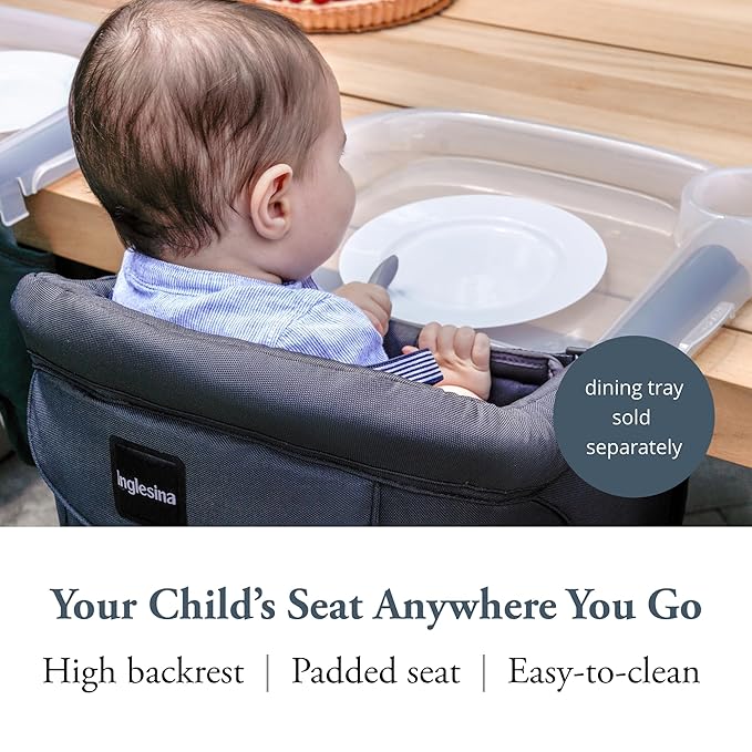 Inglesina Fast Table Chair, Black - Portable Baby High Chair - for Babies & Toddlers up to 37 lbs - Collapsible Design - Fits Tables 0.8'' to 3.5'' Thick - Compact & Easy to Use - Travel Bag Included