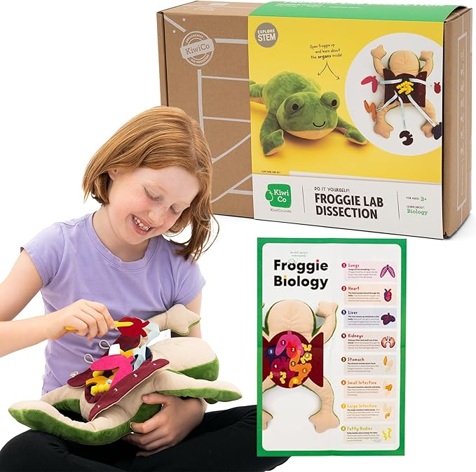 KiwiCo Froggie Lab Dissection Plush Toy - Anatomy Learning Toy for Ages 3 and Up