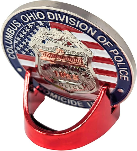 Generic Military Challenge Coin Display Stand - Solid Metal with Anodized Finish - US Vet. Business (Crimson), Gold, Silver, Black