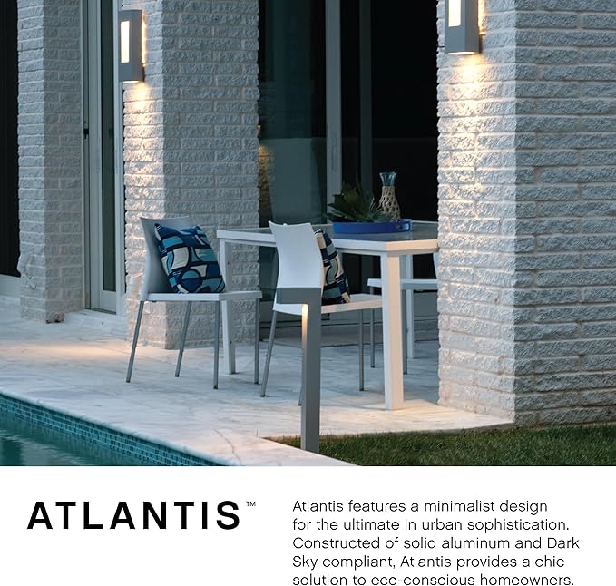 Hinkley Atlantis Extra Small Up/Down Wall Mount Outdoor Lantern - Aluminum, Etched Glass Lens, Integrated LED, Dark Sky - Titanium Finish