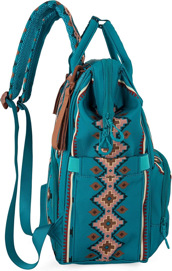 Wrangler Aztec Backpack Organized Daypack Travel Baby Bag with Stroller Strap and Side Bottle Pockets WG2204-9110TQ