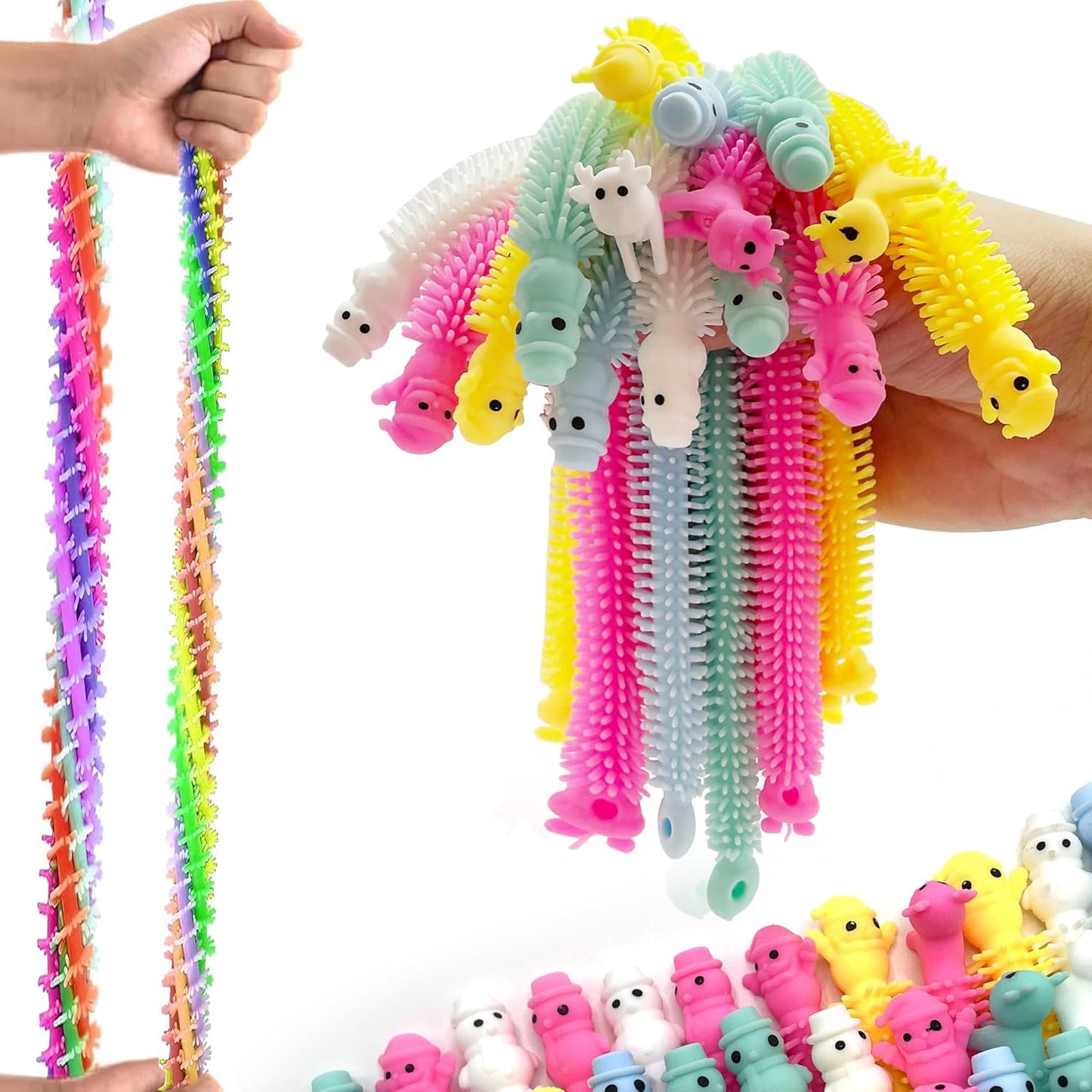 40 Pack Christmas Stretchy Strings Fidget Toys,Colorful Sensory Toys with Santa Claus,Snowman,and Reindeer,Anti-Anxiety Autism Toys for Kids,Perfect Children's Gift,Party Favors & Decoration