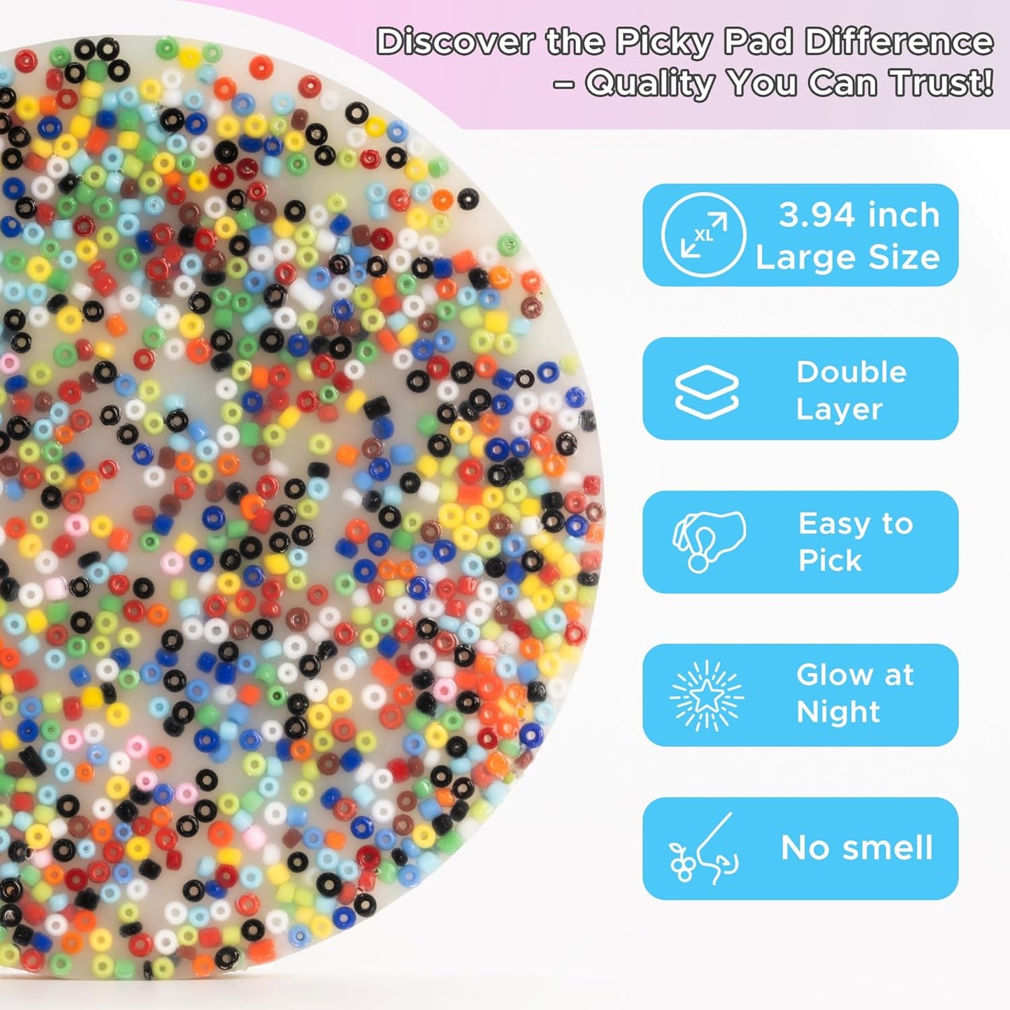 Large Skin Picky Pad Fidget Toys for Adults Anxiety (10CM), Anti Sking Picking Pad Trichotillomania Fidget Toys (Round Colorful X2)