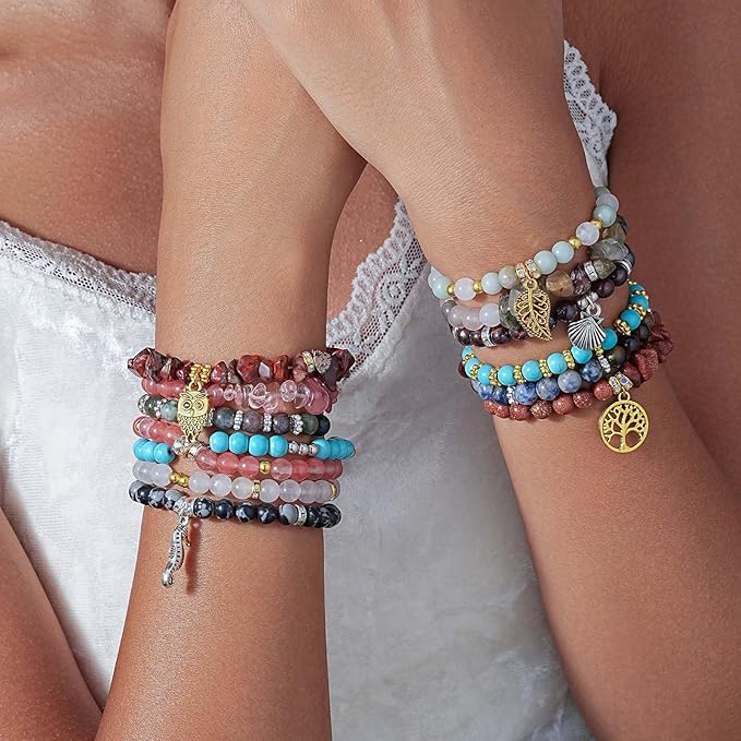 Xyliise Natürliche Perlen Set for Adults Bracelet Making Kit Beads for Bracelets Jewelry Making Kit DIY Crystal Tree Tree of Life DIY Jewelry Necklace Earrings