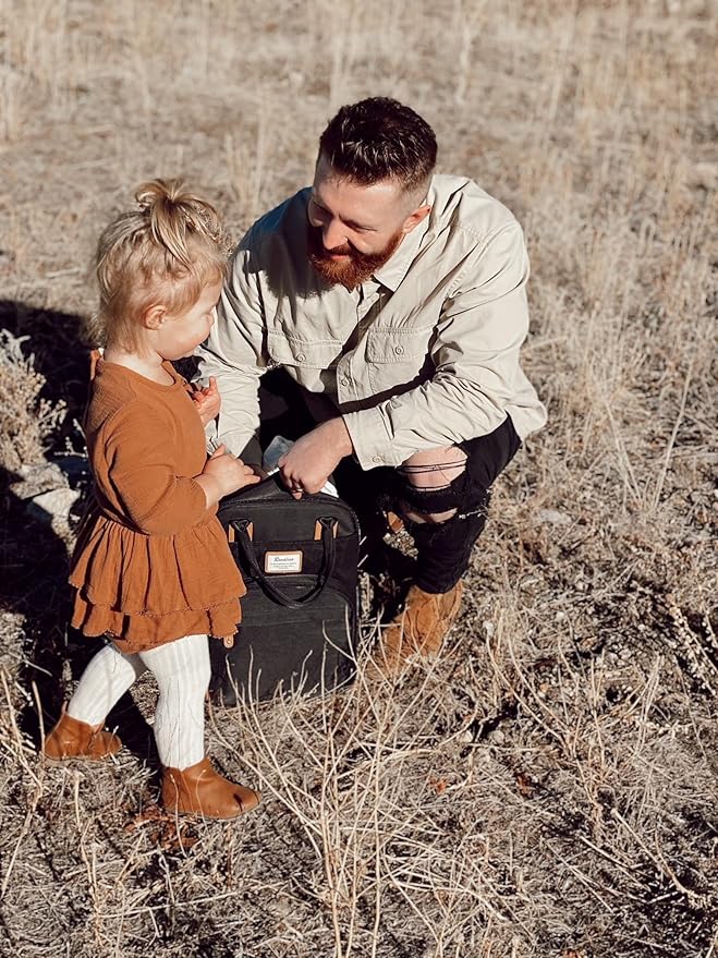 RUVALINO Diaper Bag Backpack, Multifunction Travel Pack Maternity Baby Changing Bags, Large Capacity, Waterproof, Black