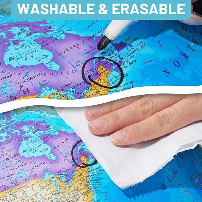 13" Illuminated Globes, 720° Spinning Globe with Touch Switch & Light Up Without Charging & 3 LED Lighting Modes for Classroom Education & Bedroom Decor, Inspire Geography Interest