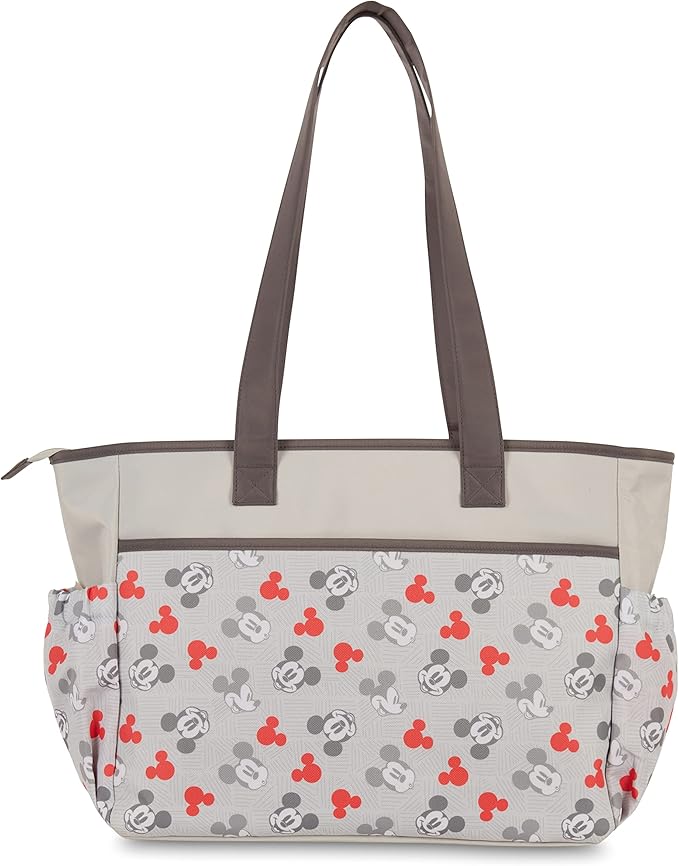 Disney Cudlie Diaper Tote Bag for Moms | Large Spacious Travel Diaper Tote for Baby Boy and Girl | 17-Inches Wide Multi-Functional Baby Bag with Cute Patterns