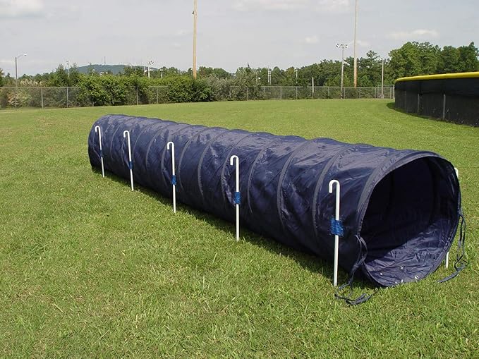 14' Dog Agility Tunnel with Stakes, Multiple Colors Available (Navy)