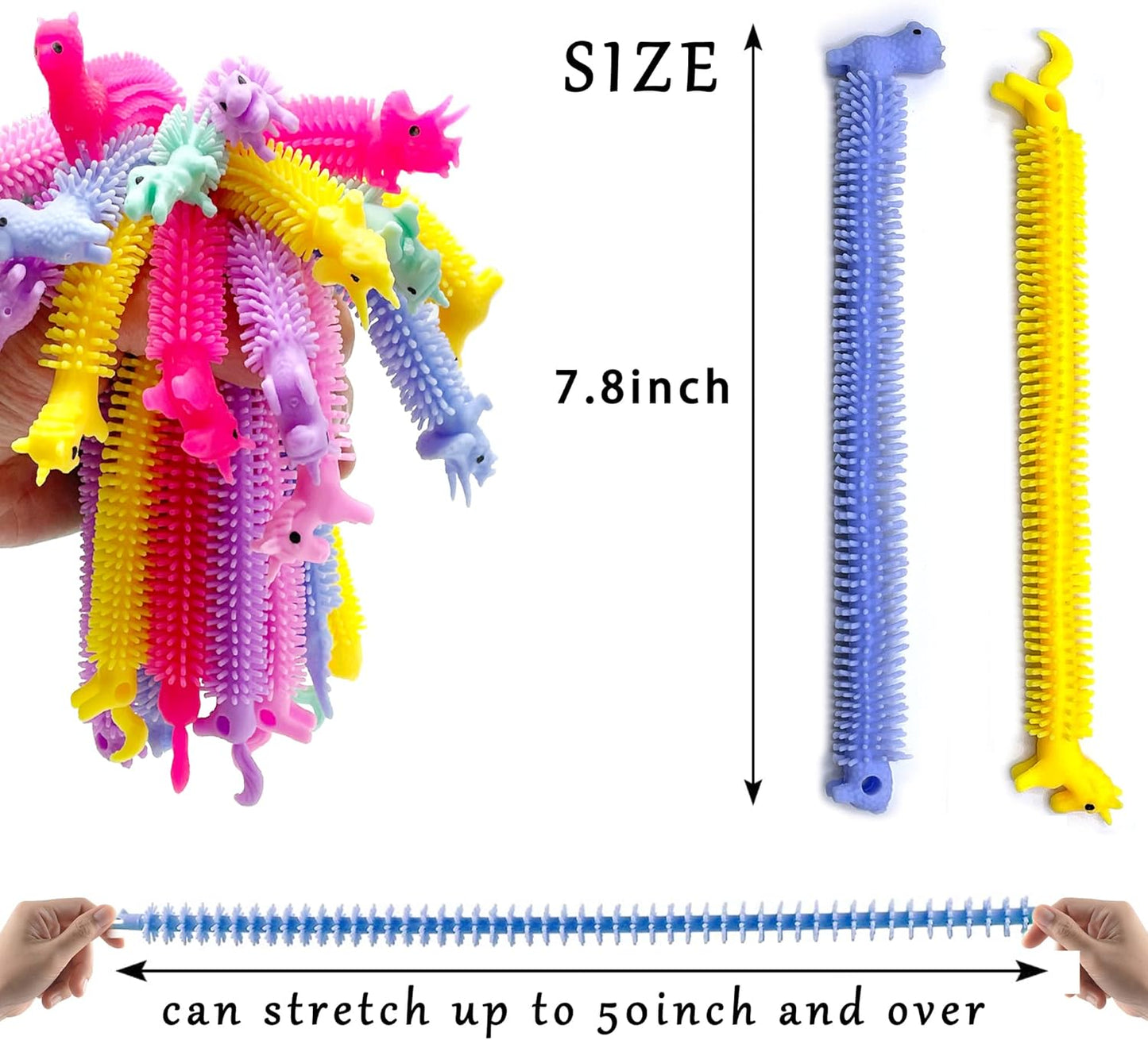 40 Pcs Stretchy Strings Fidget Toys,Colorful Sensory Toys for Boys,Girls,Adults Stress Relief,Anti Anxiety Autism Toys for Kids,Great for Children's Day,Party Favors